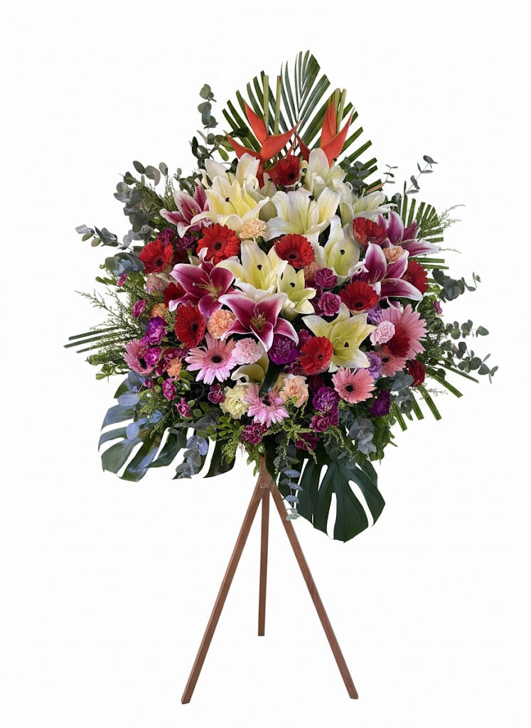 混色百合開張花牌