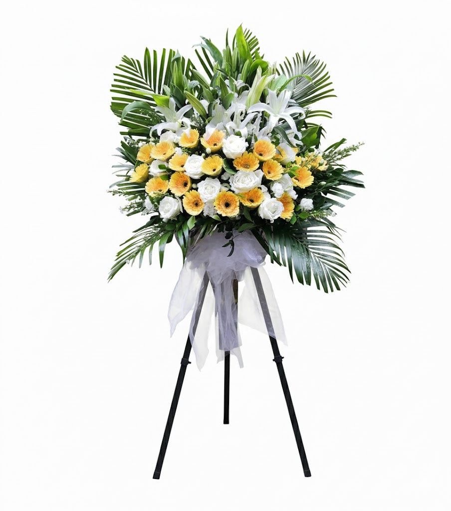 白百合黃非洲菊慰問花牌
