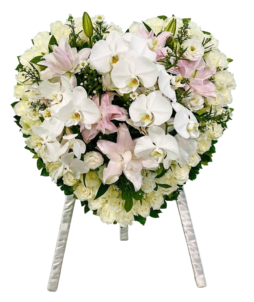 White Phalaenopsis Orchid Heart-Shaped Wreath