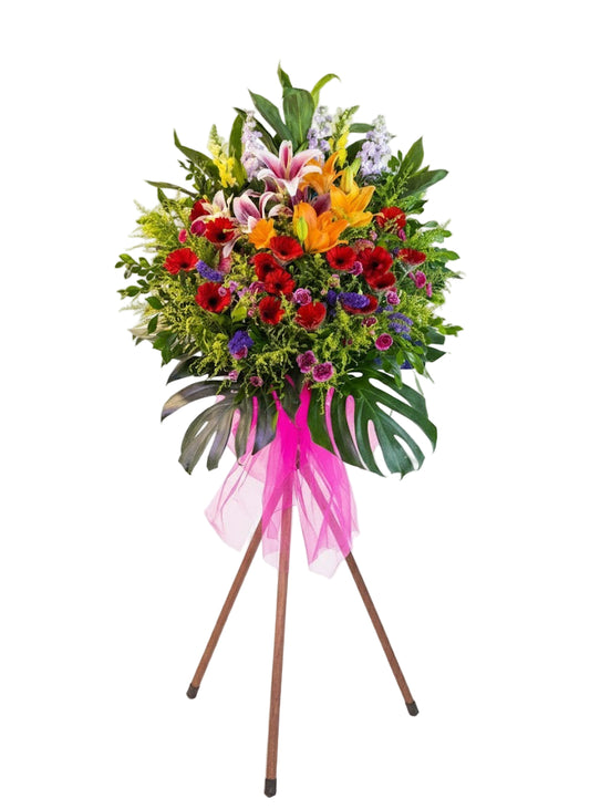 百合紅色非洲菊開張花牌