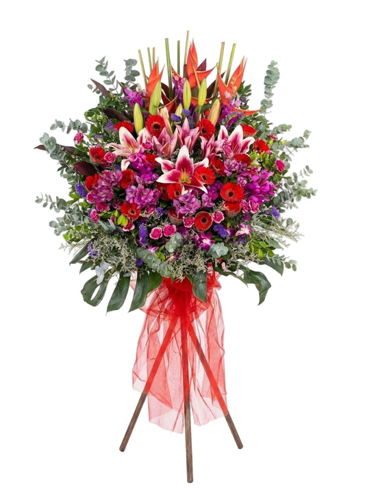 星花百合紫紅開張花牌