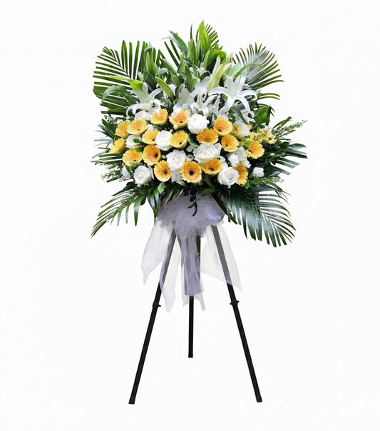 白百合黃非洲菊慰問花牌